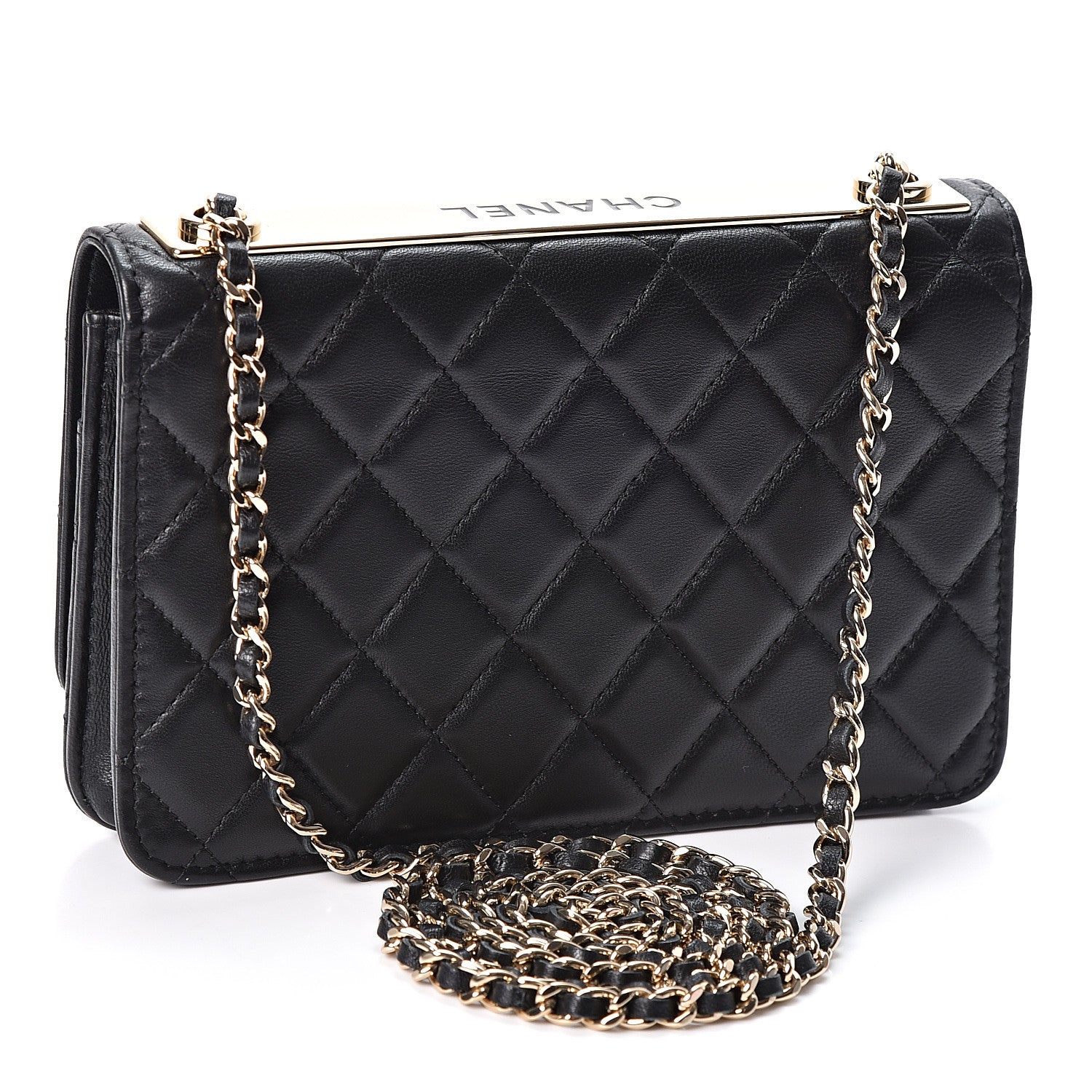 Chanel Lambskin Quilted Trendy CC Wallet On Chain WOC Black 2 of 10