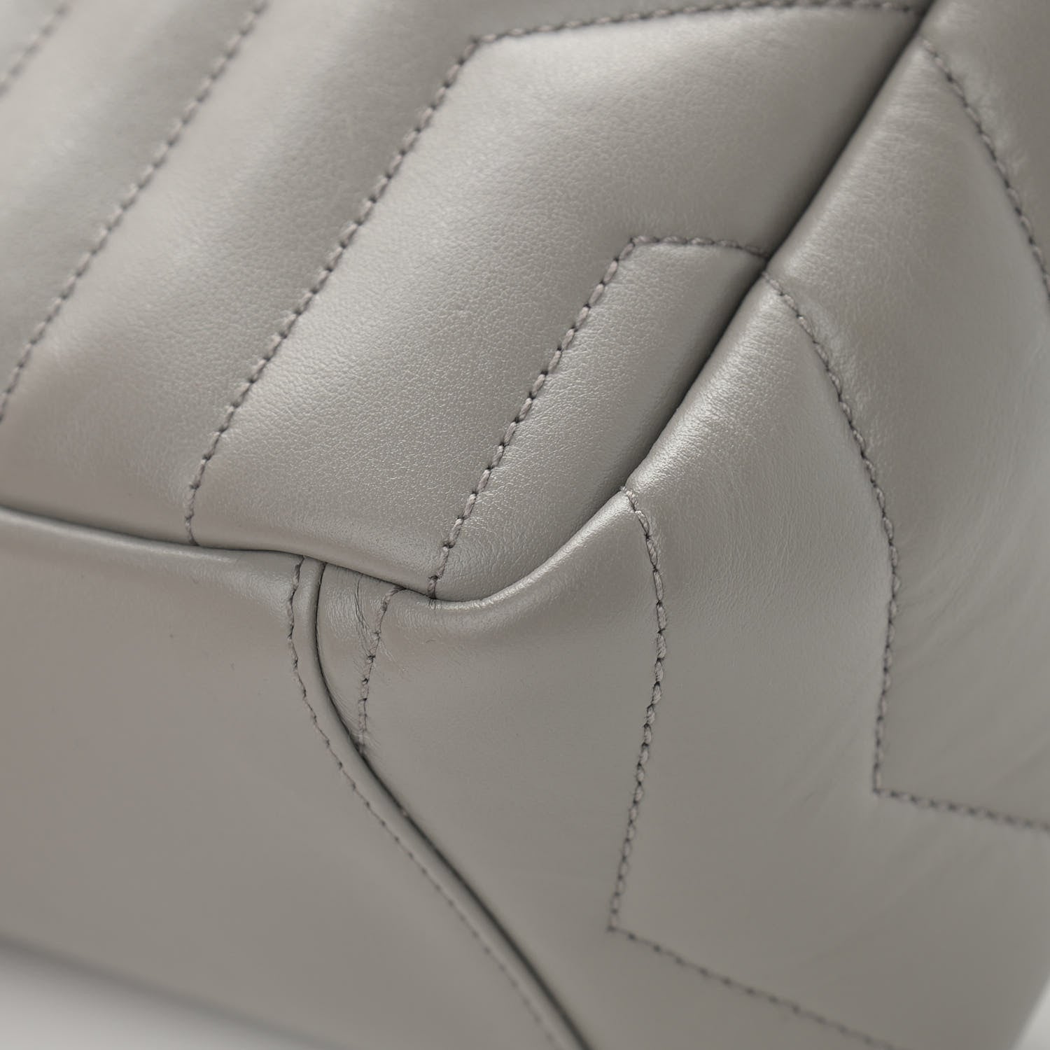 Saint Laurent Calfskin Y Quilted Monogram Small Loulou Bowling Bag Light Gray 10 of 16
