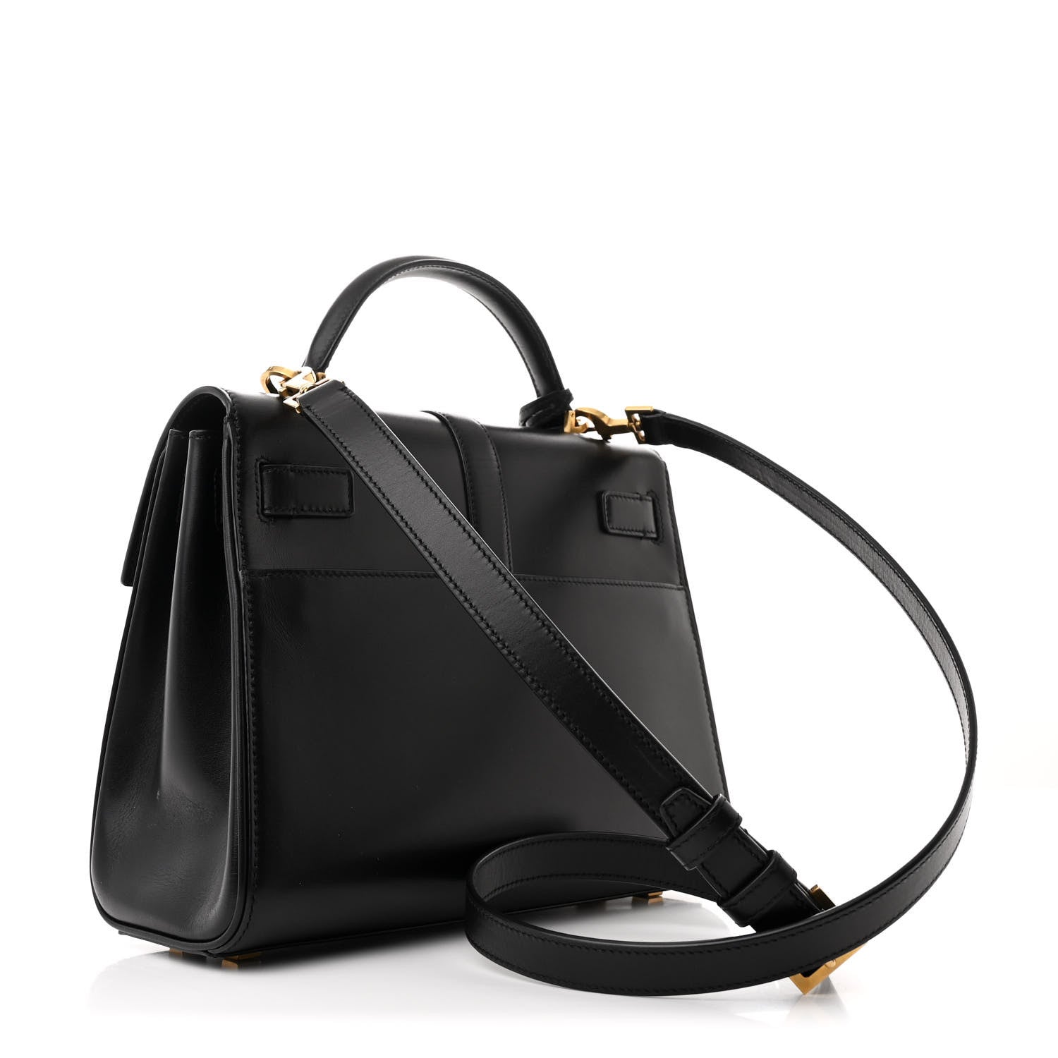 Saint Laurent Shiny Calfskin Le Fermoir Top Handle Bag Small Black 3 of 13
