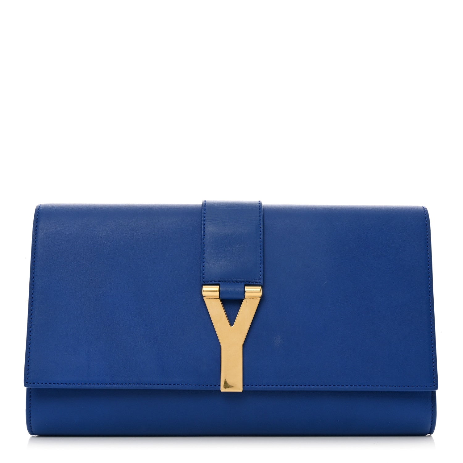 Saint Laurent Calfskin Classic Y Ligne Clutch Royal Blue 1 of 7