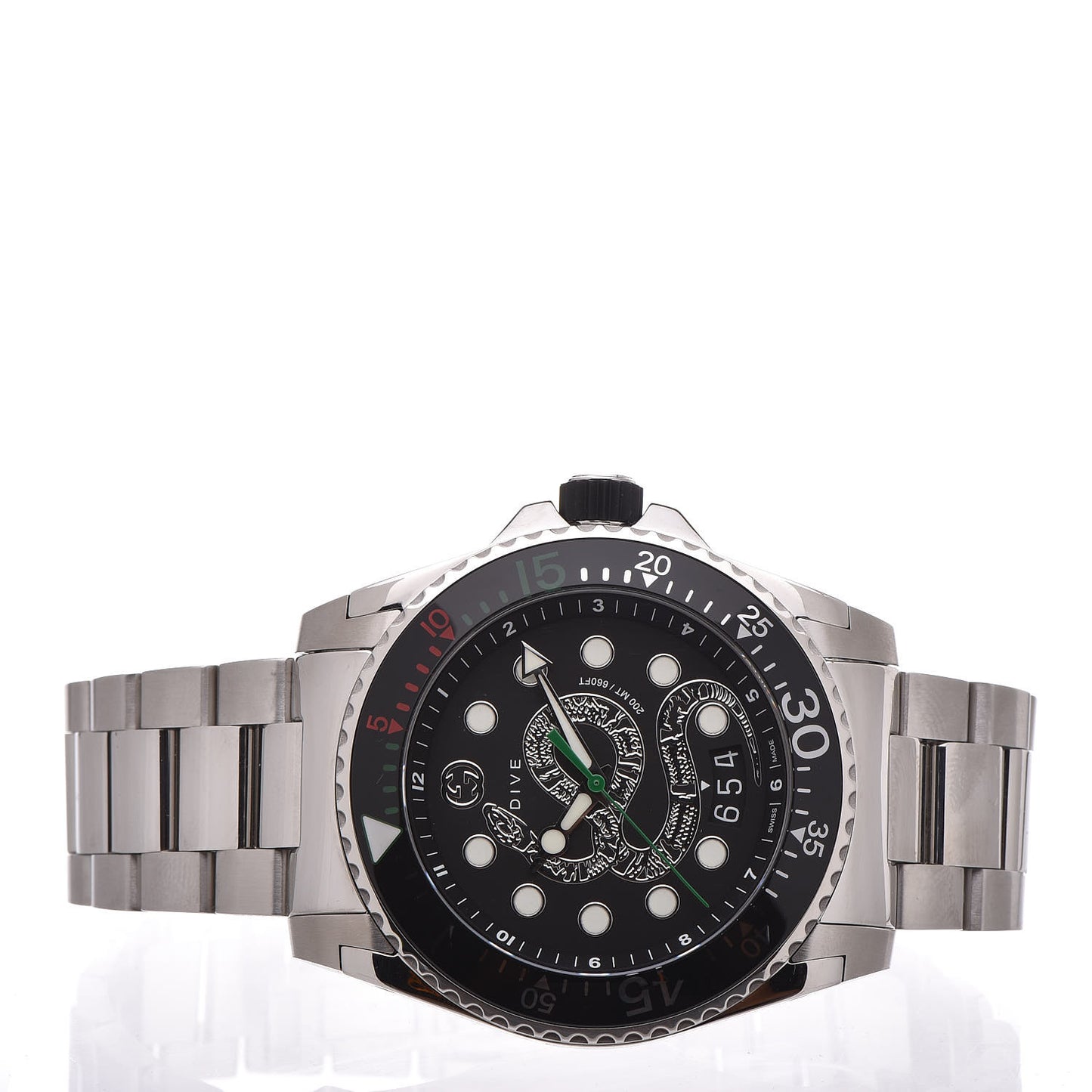 Stainless Steel 45mm Dive Snake Quartz Watch Black