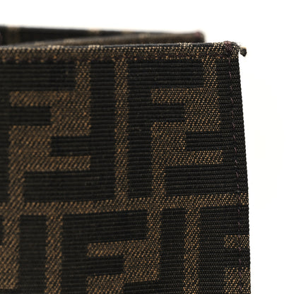 Fendi Recycled Fabric Jacquard Vitello Astro FF 1974 Shopping Tote Tobacco Moro Ebano 11 of 11