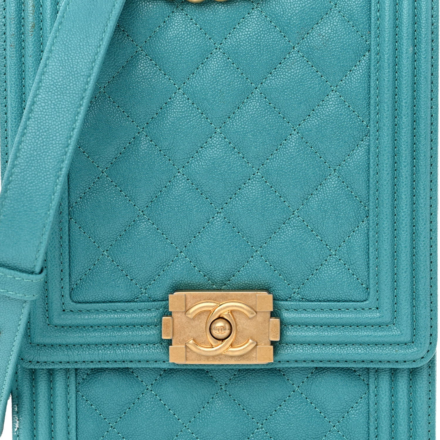 Chanel Caviar Quilted North South Boy Flap Turquoise 7 of 11