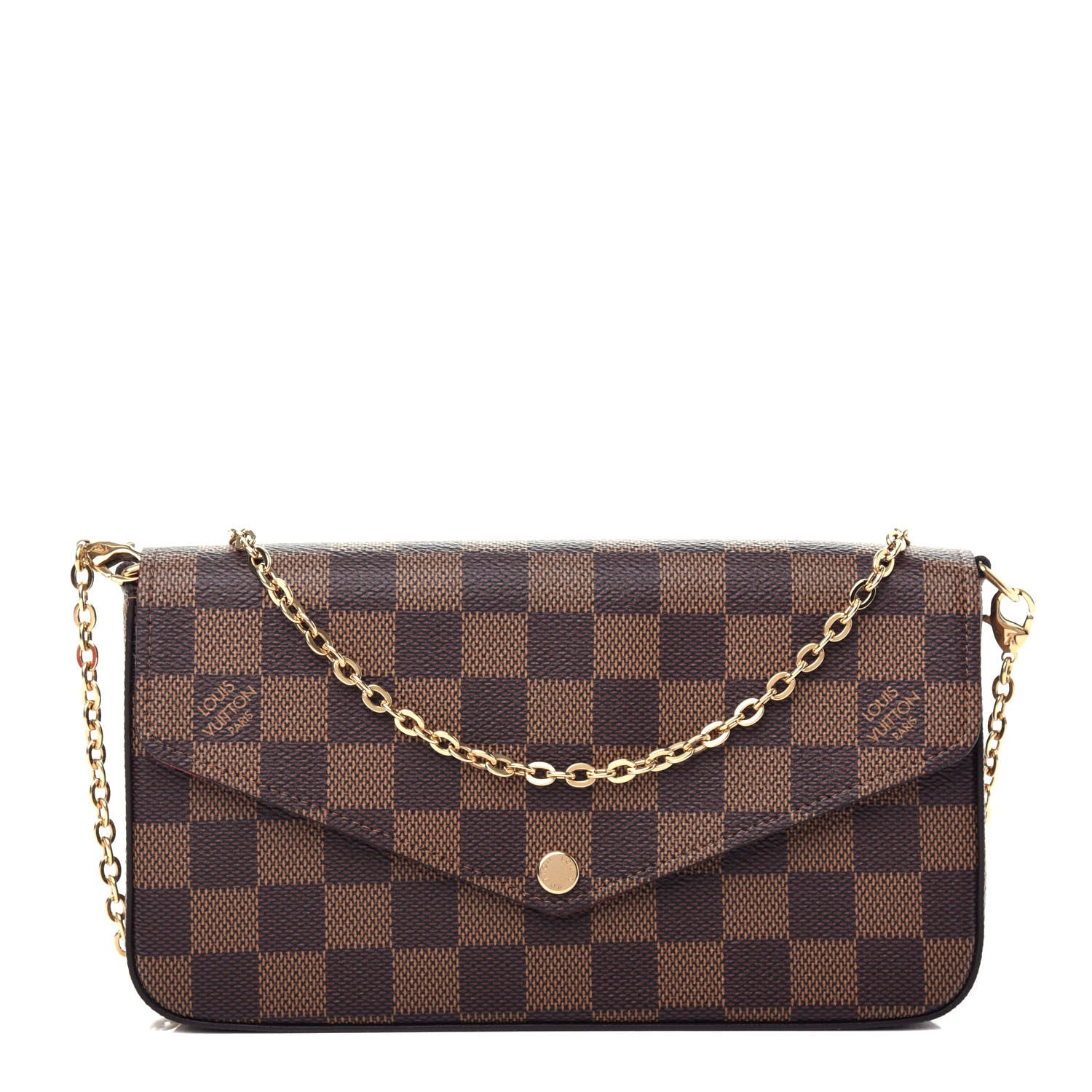 Louis Vuitton Damier Ebene Pochette Felicie Chain Wallet 1 of 12