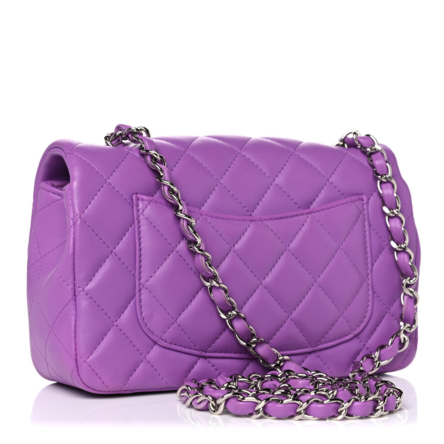 Chanel Lambskin Quilted Mini Rectangular Flap Purple 3 of 11