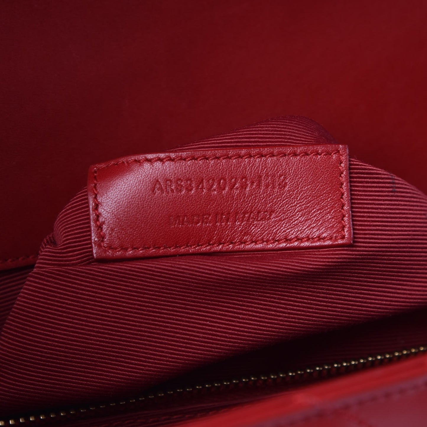 Lambskin Matelasse Chevron Large Monogram Satchel Red