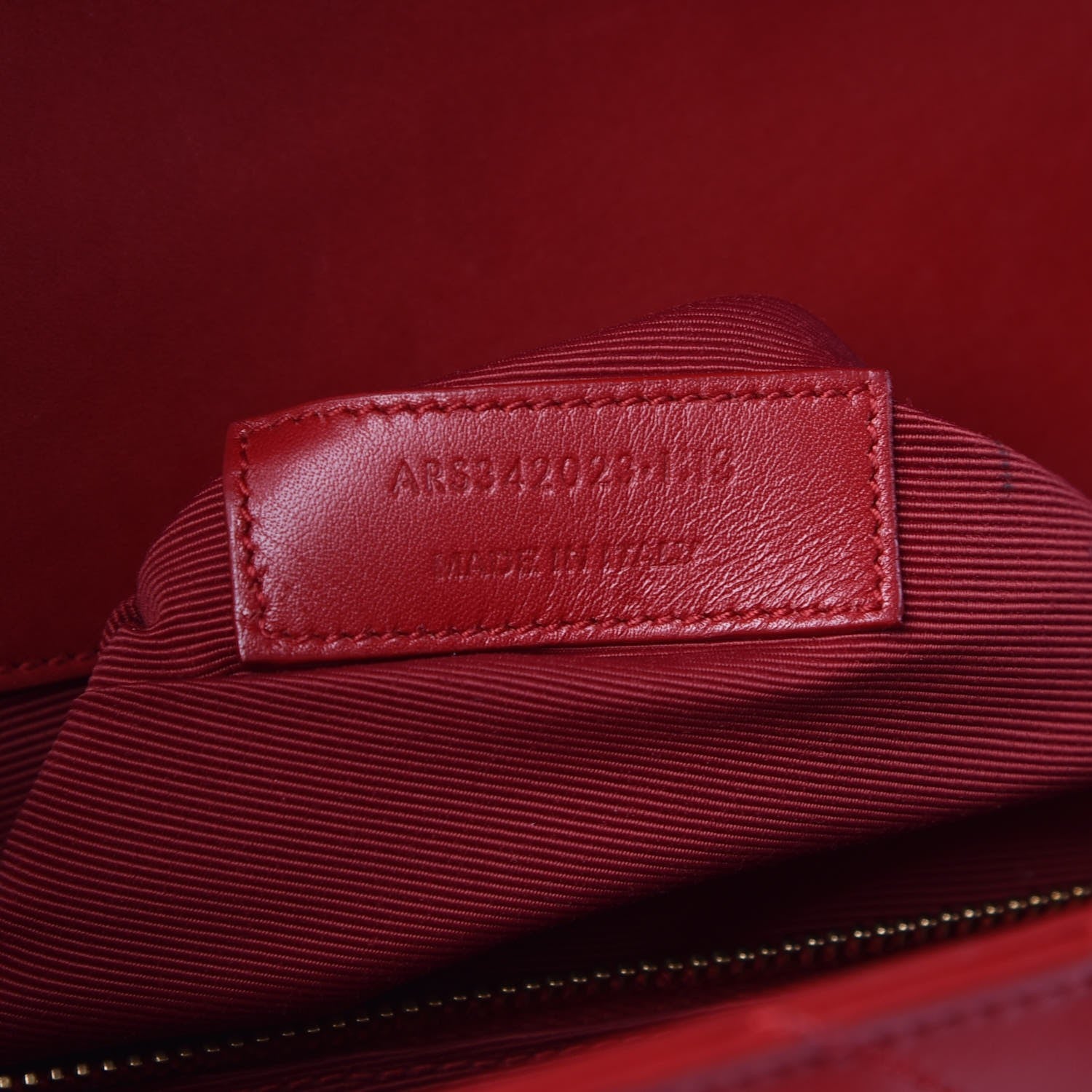 Saint Laurent Lambskin Matelasse Chevron Large Monogram Satchel Red 7 of 14