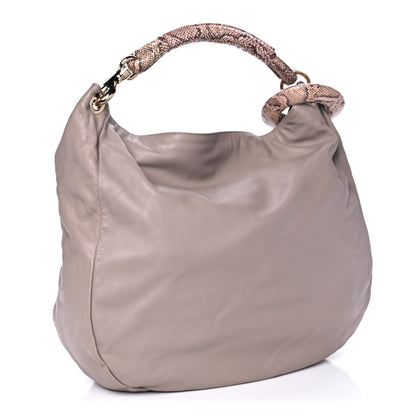 Jimmy Choo Nappa Snakeskin Trim Sky Hobo Beige 3 of 13