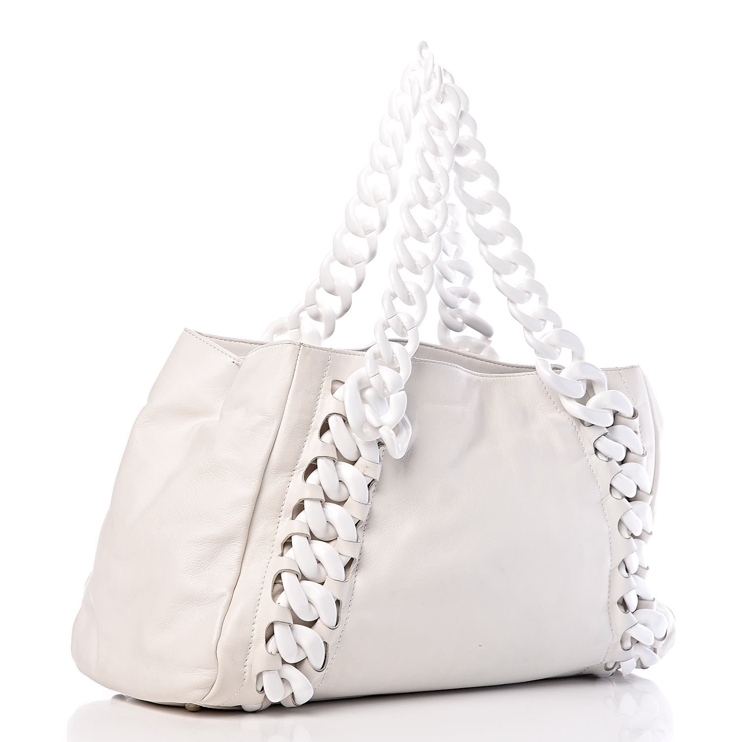 Chanel Calfskin Modern Chain Rhodoid East West Tote White 3 of 13