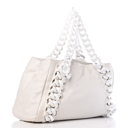 Chanel Calfskin Modern Chain Rhodoid East West Tote White 3 of 13