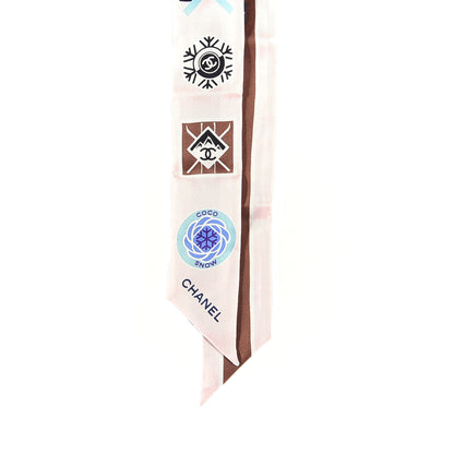 Chanel Silk Coco Snow Slim Bandeau Scarf Light Pink 2 of 3