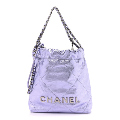 Chanel Metallic Calfskin Quilted Mini Chanel 22 Lilac 1 of 10