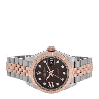 Rolex Stainless Steel 18K Everose Gold Diamond 28mm Oyster Perpetual Datejust Watch Chocolate 279171 2 of 5