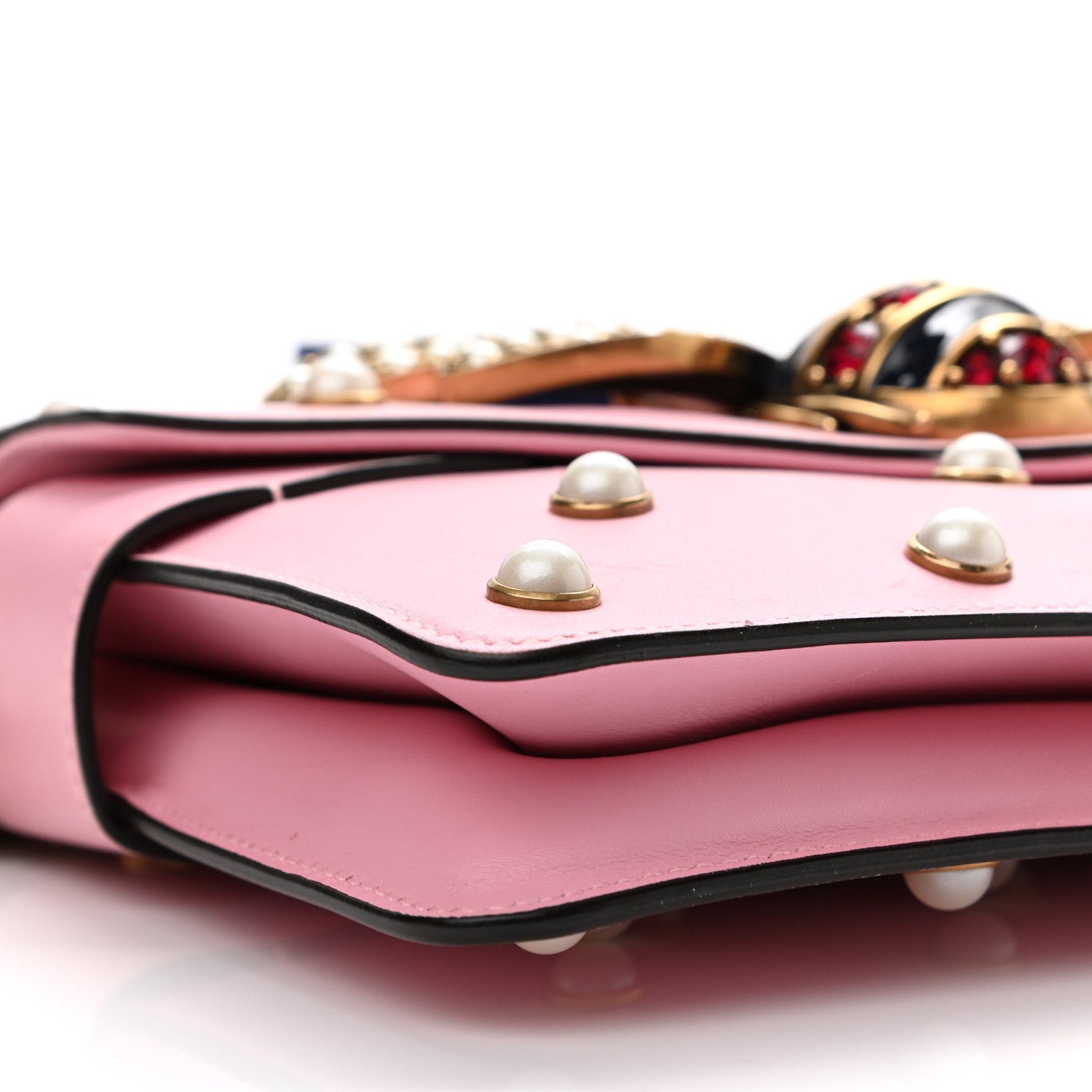 Gucci Nappa Pearl Studded Mini Queen Margaret Broadway Shoulder Bag Sugar Pink 9 of 12