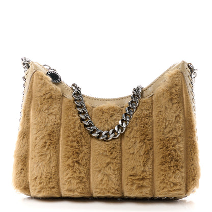 Stella McCartney STELLA MCCARTNEY Eco Fur Mini Striped Shoulder Bag Camel 1 of 10