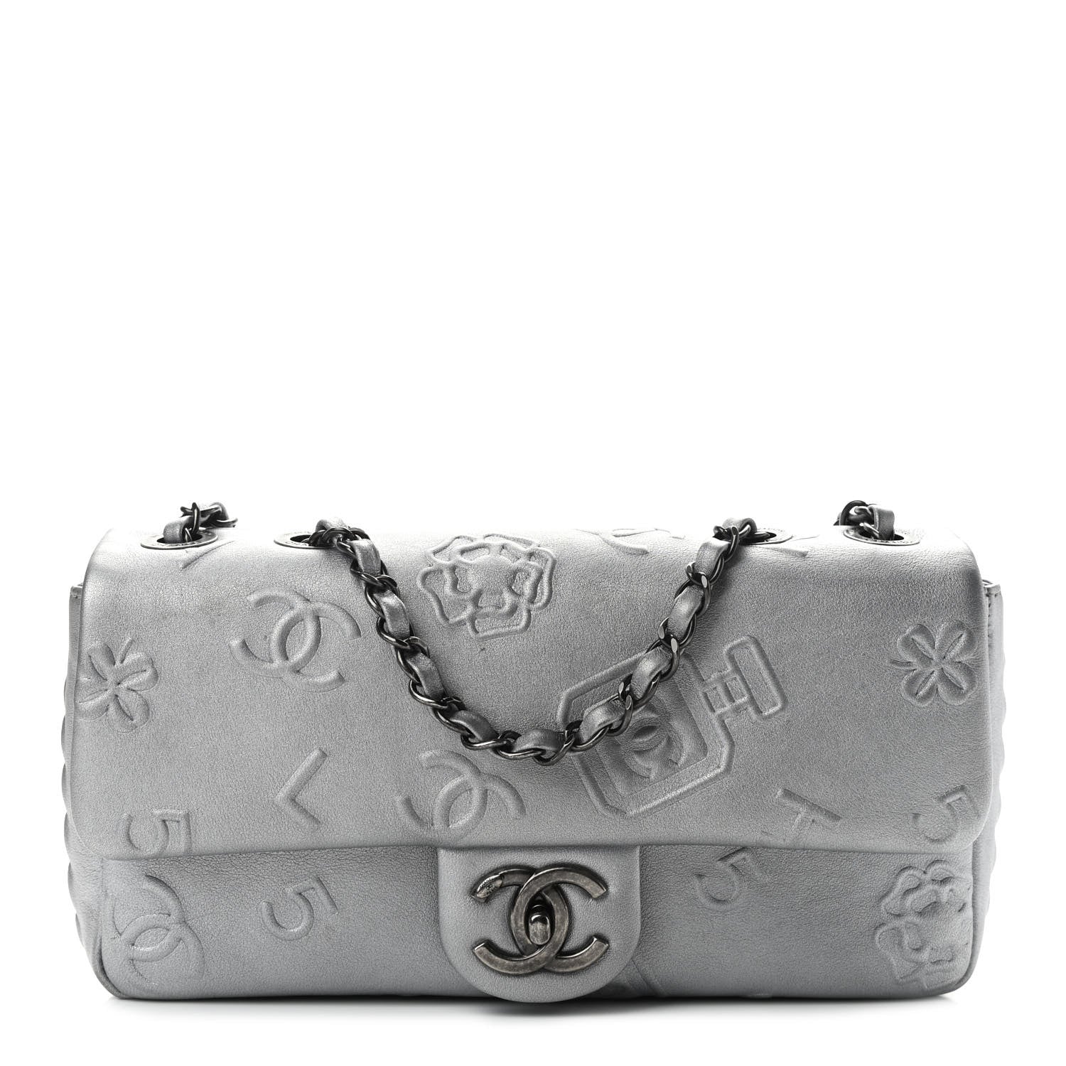 Chanel Metallic Lambskin Symbols Medium Single Flap Silver 1 of 11