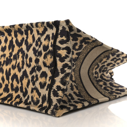 Christian Dior Canvas Mizza Embroidered Medium Leopard Book Tote Beige 8 of 8