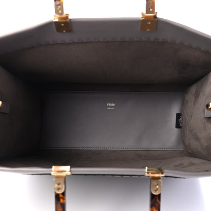 Fendi Vitello King Plexiglass Logo Embossed Medium Fendi Sunshine Shopper Tote Moon 5 of 10