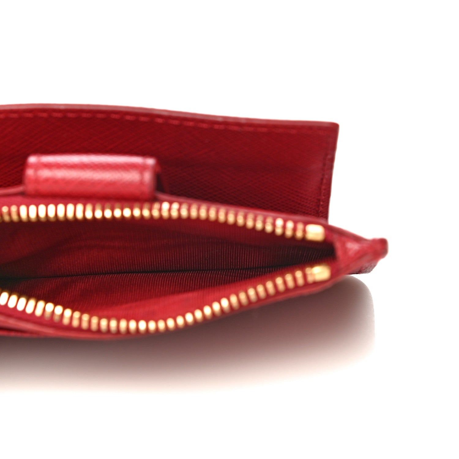 Prada Saffiano Metal Coin Case Card Holder Fuoco 5 of 14