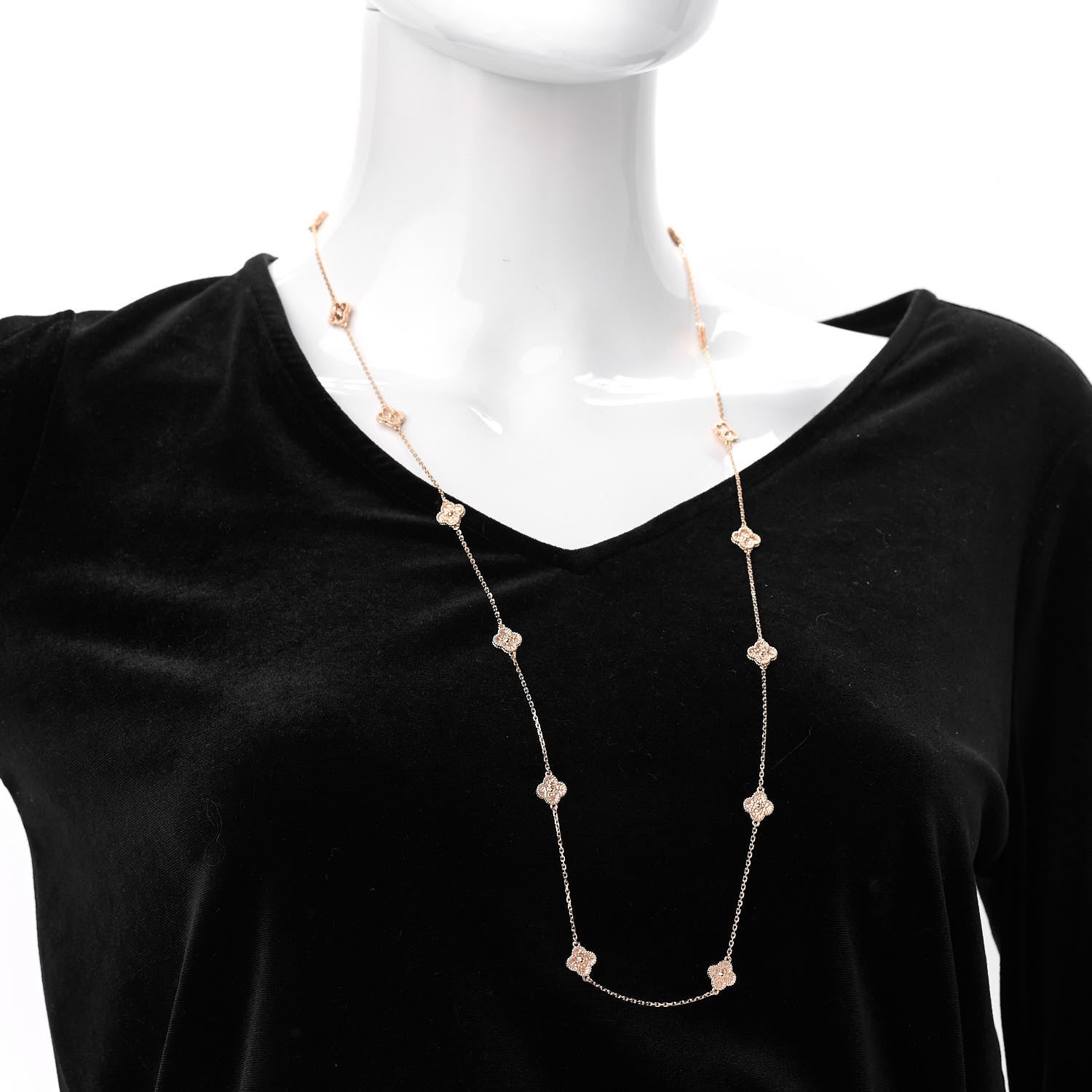 Van Cleef & Arpels 18K Rose Gold 16 Motifs Sweet Alhambra Necklace 2 of 7