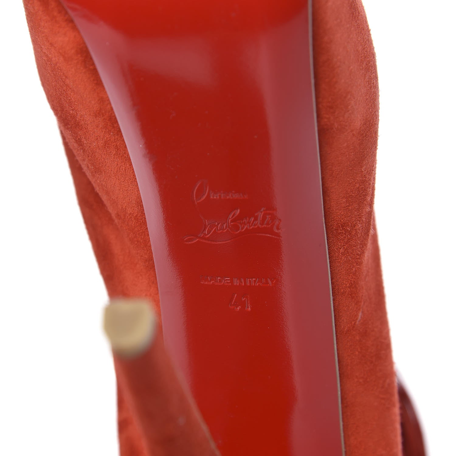 Christian Louboutin Suede Highness Tina Fringe Platform Peep Toe Boots 41 Red Brick 7 of 9