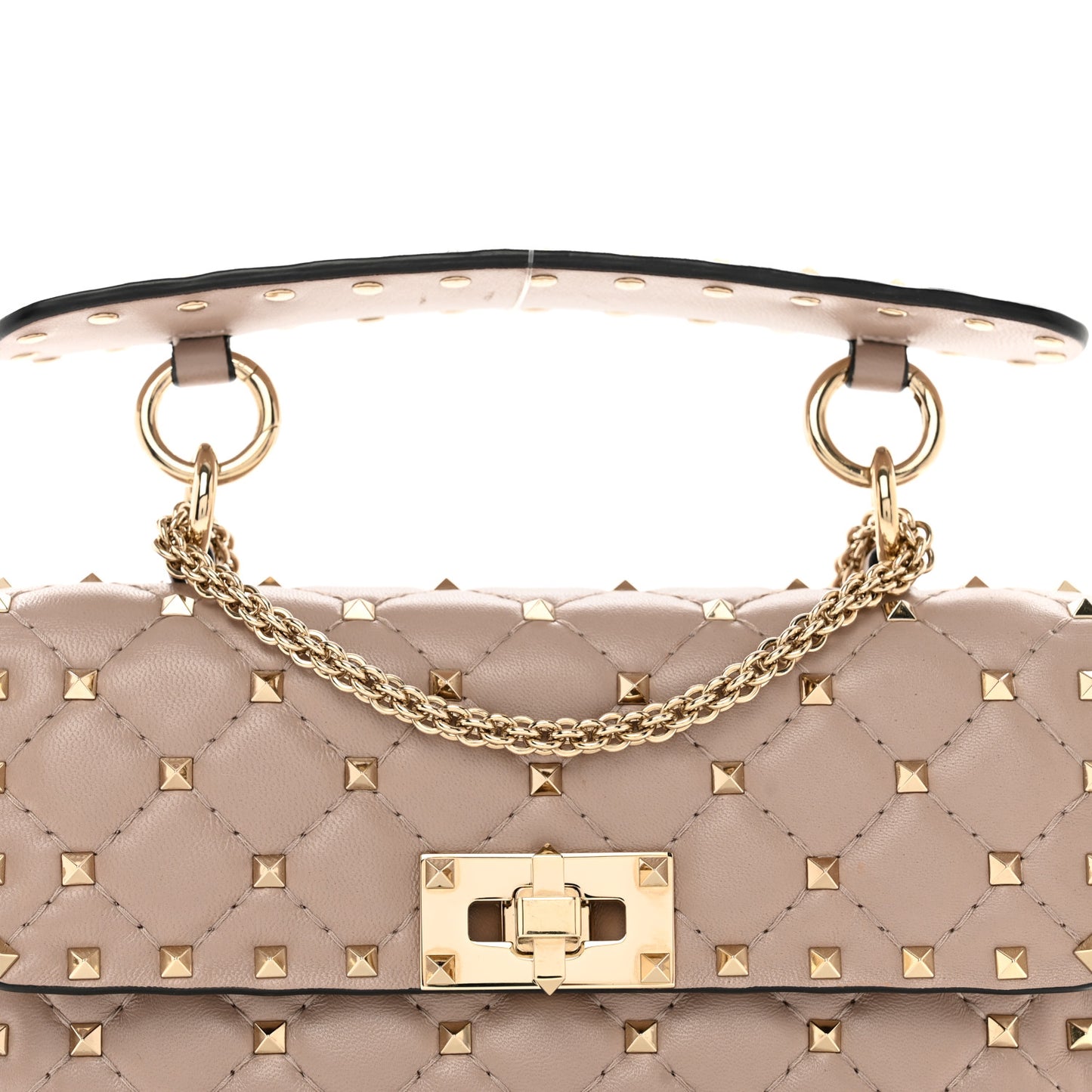 Nappa Small Rockstud Spike Shoulder Bag Poudre