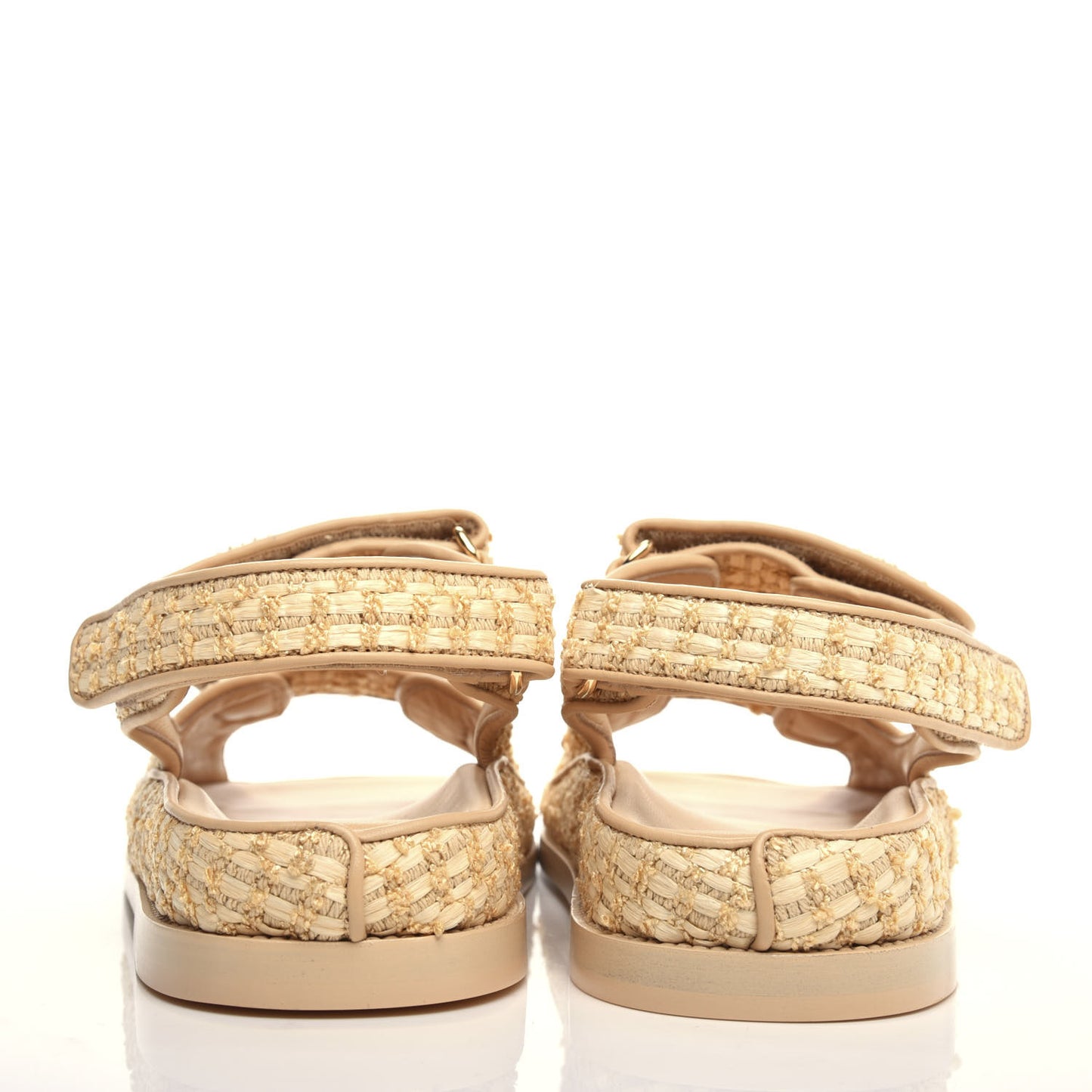 Braided Fabric Velcro Dad Sandals 39.5 Beige