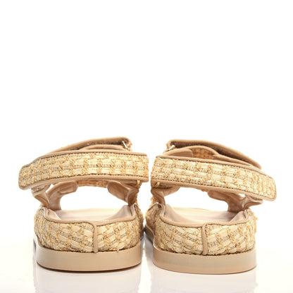 Chanel Braided Fabric Velcro Dad Sandals 39.5 Beige 7 of 11