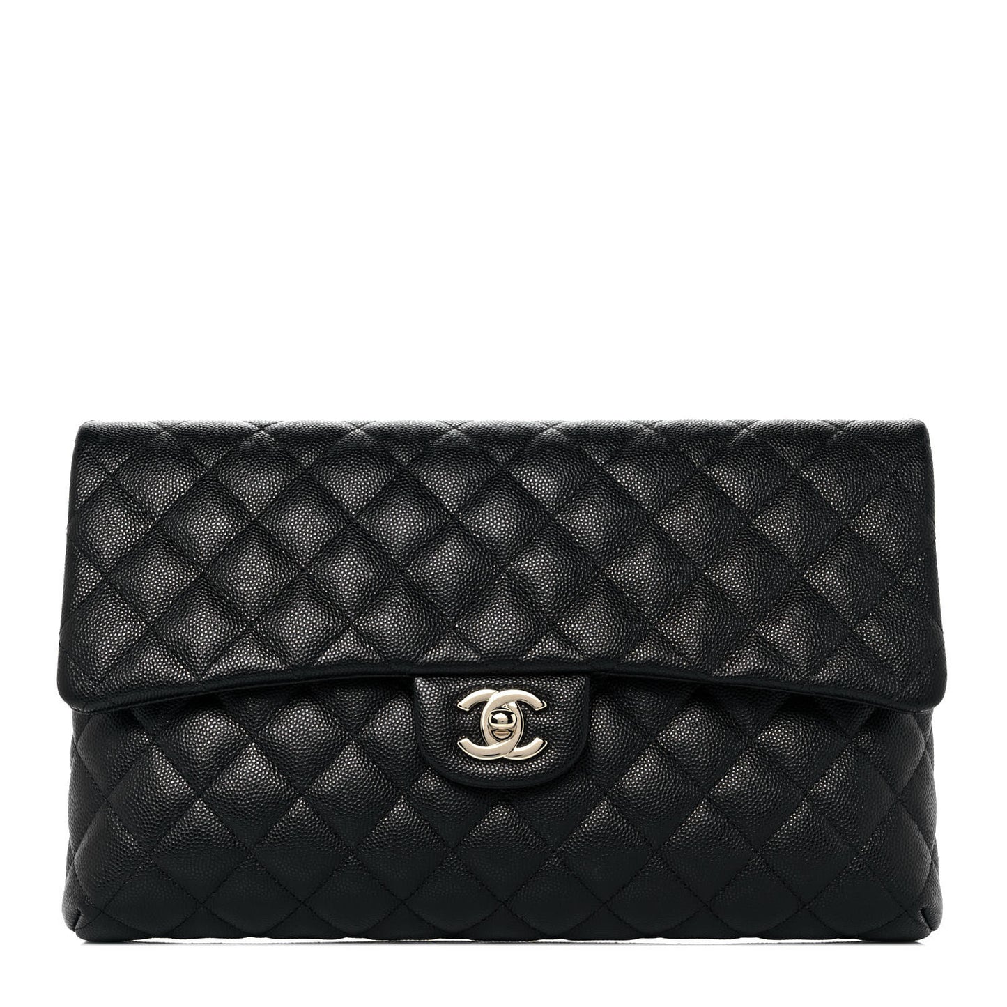 Caviar Quilted Flap Clutch Black