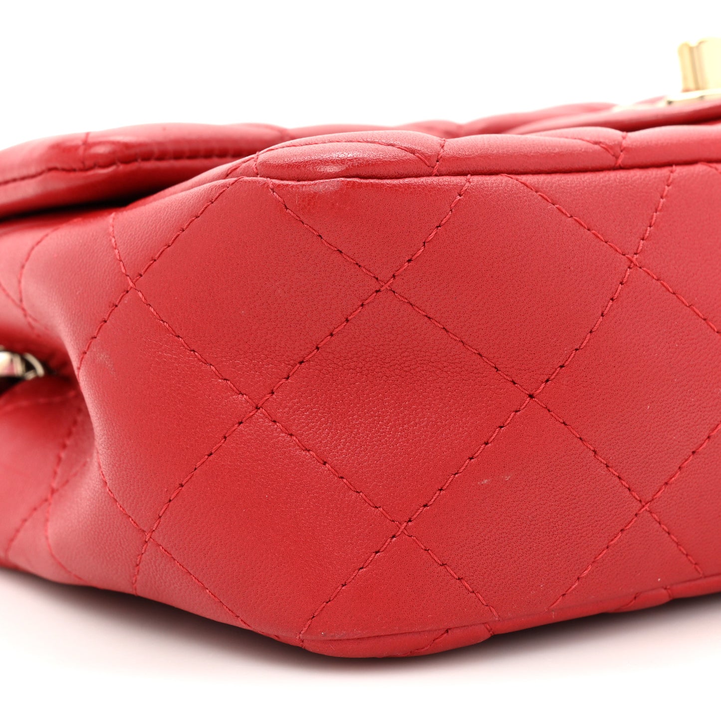 Lambskin Quilted Mini Rectangular Flap Red