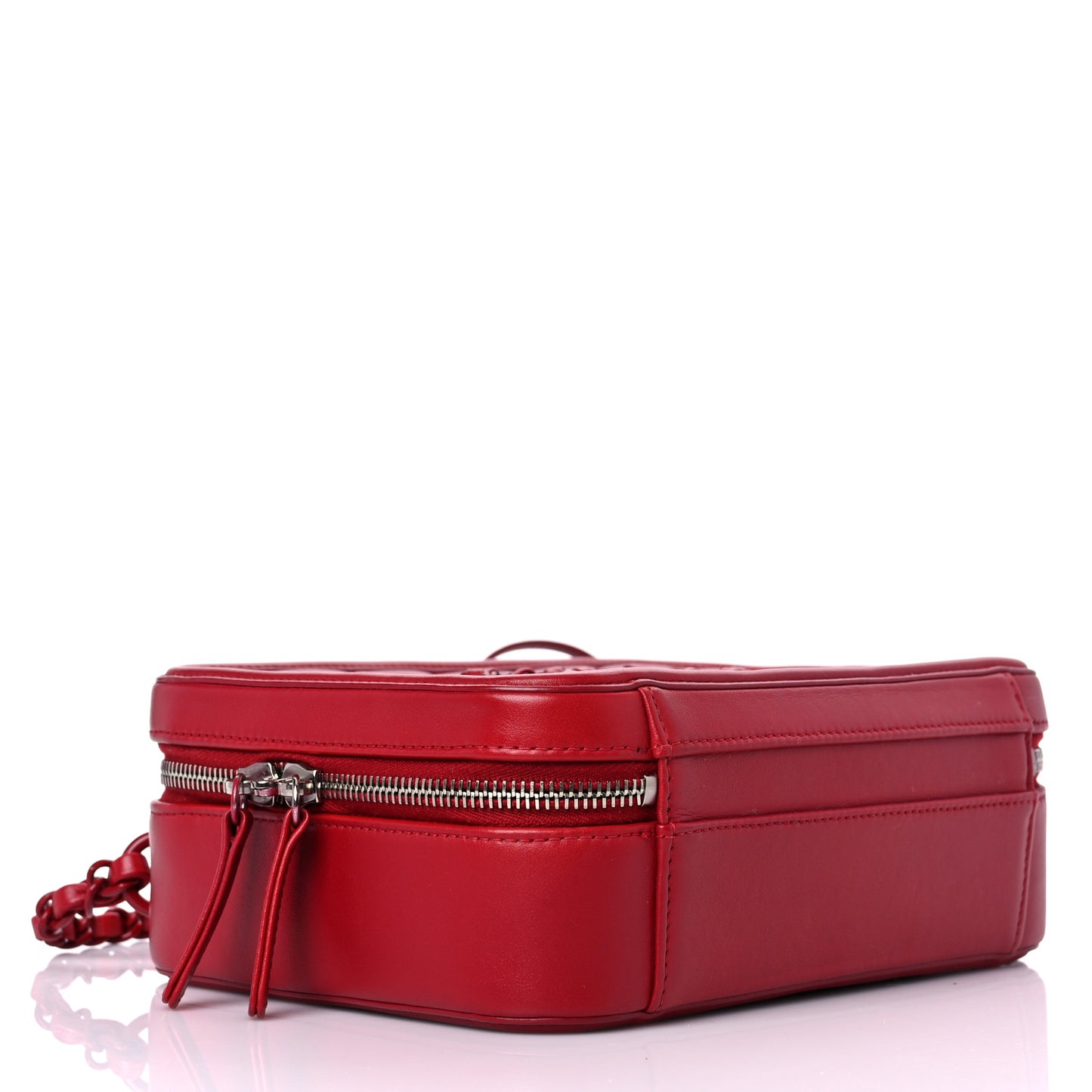 Lambskin Quilted Medium CC Filigree Vanity Case Dark Red