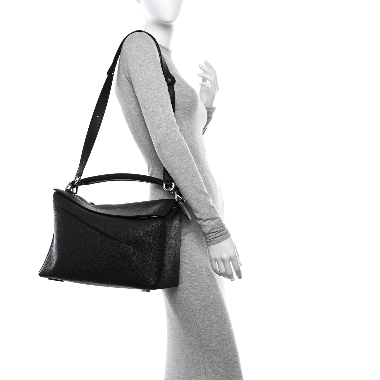 Calfskin Large Puzzle Edge Bag Black