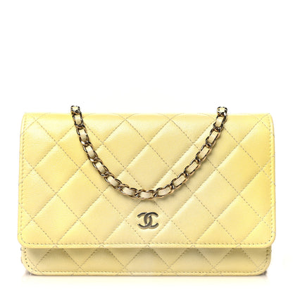 Chanel Cloudy Pearly Goatskin Quilted Wallet on Chain WOC Jaune 1 of 12