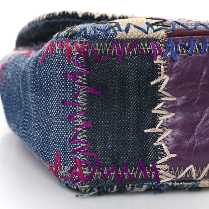 Chanel Denim Tweed Patchwork Jumbo Single Flap Multicolor 8 of 13