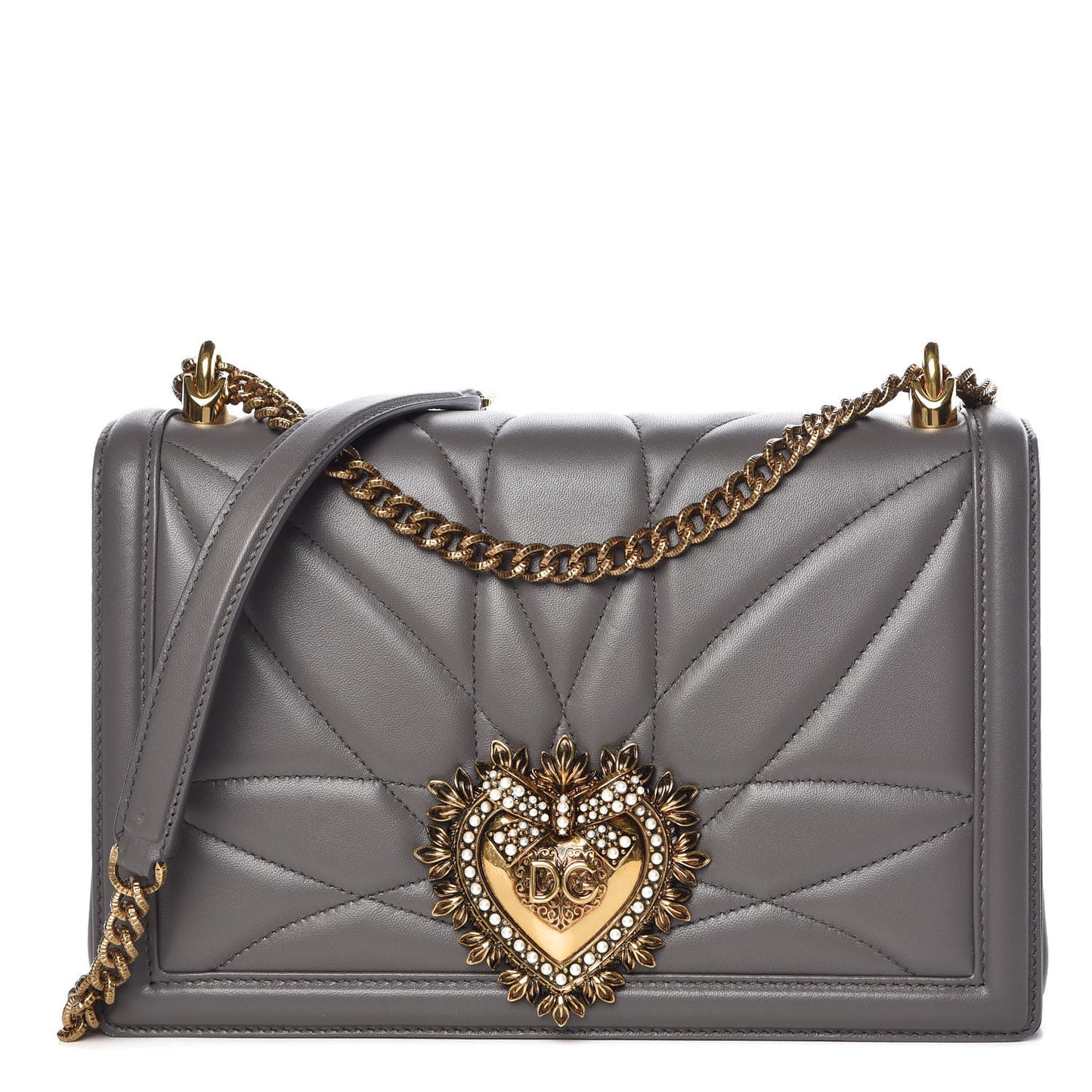 Calfskin Medium Devotion Crossbody Bag Grey