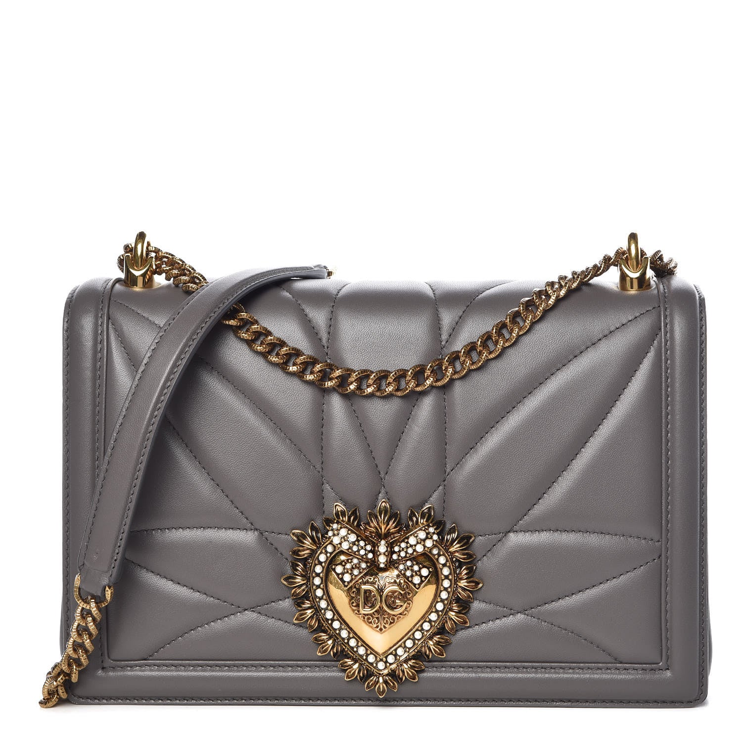 Dolce & Gabbana Calfskin Medium Devotion Crossbody Bag Grey 1 of 9