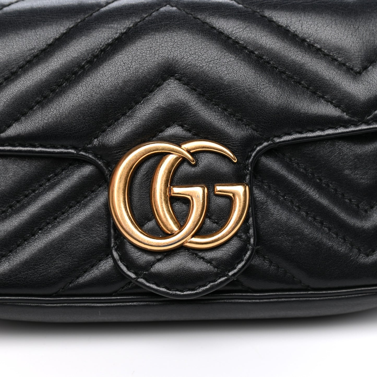 Calfskin Matelasse Super Mini GG Marmont Shoulder Bag Black