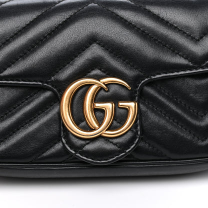 Gucci Calfskin Matelasse Super Mini GG Marmont Shoulder Bag Black 10 of 10