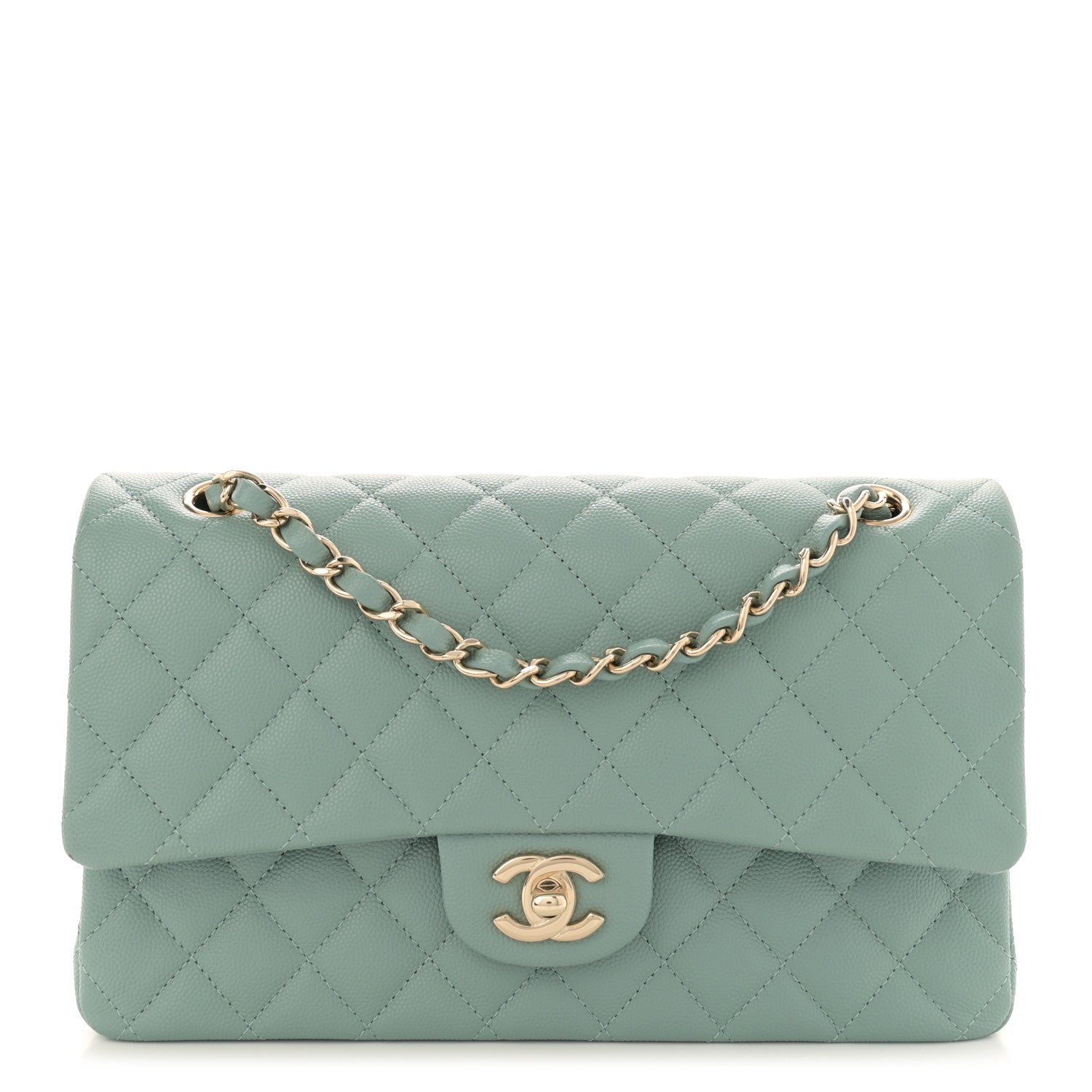 Chanel Caviar Quilted Medium Double Flap Light Blue 1 of 10
