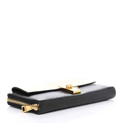 Chloe Grained Lambskin Drew Long Zipped Wallet Black Powder Beige 3 of 5