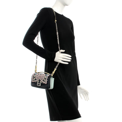Fendi Vitello Dolce Flowers and Bows Bi-Color Scalloped Micro Double Baguette Blue Notte Fairy Green Multicolor 2 of 9