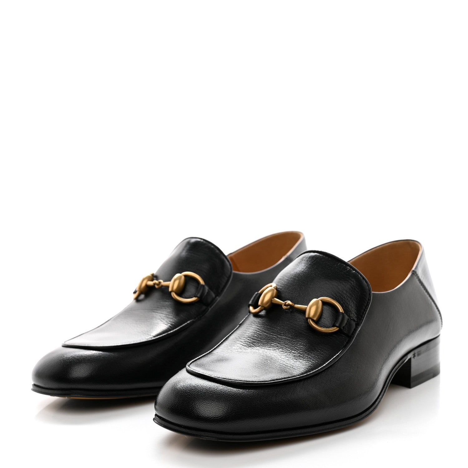 Gucci Goatskin Womens Horsebit Mid-Heel Loafers 37 Black 3 of 9