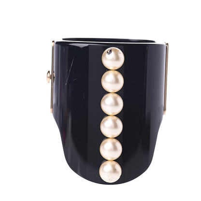 Chanel Resin Pearl CC Cuff Black 3 of 7