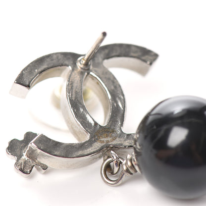 Chanel Ruthenium Bead CC Clover Drop Earrings Black 4 of 4