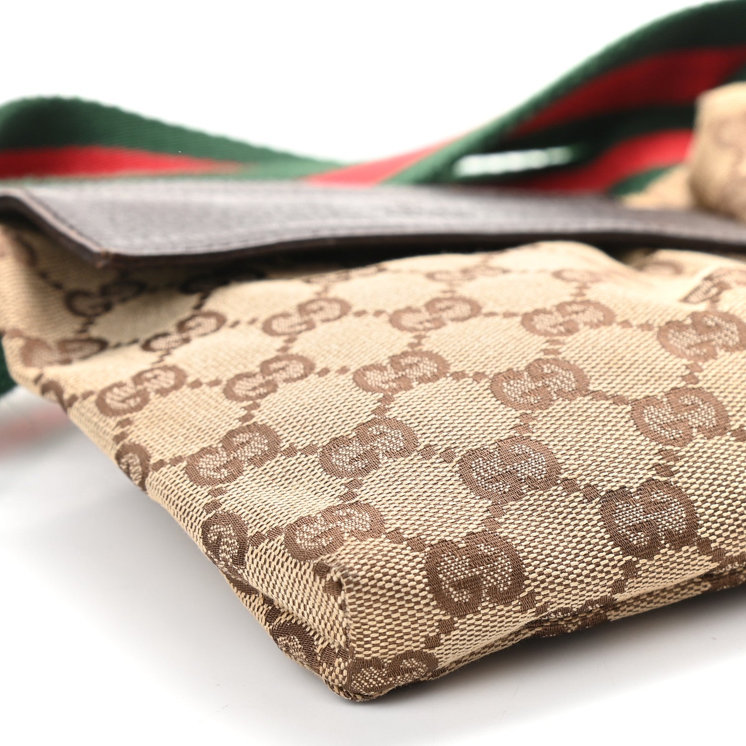 Gucci GG Monogram Web Double Pocket Belt Bag Dark Brown 5 of 7