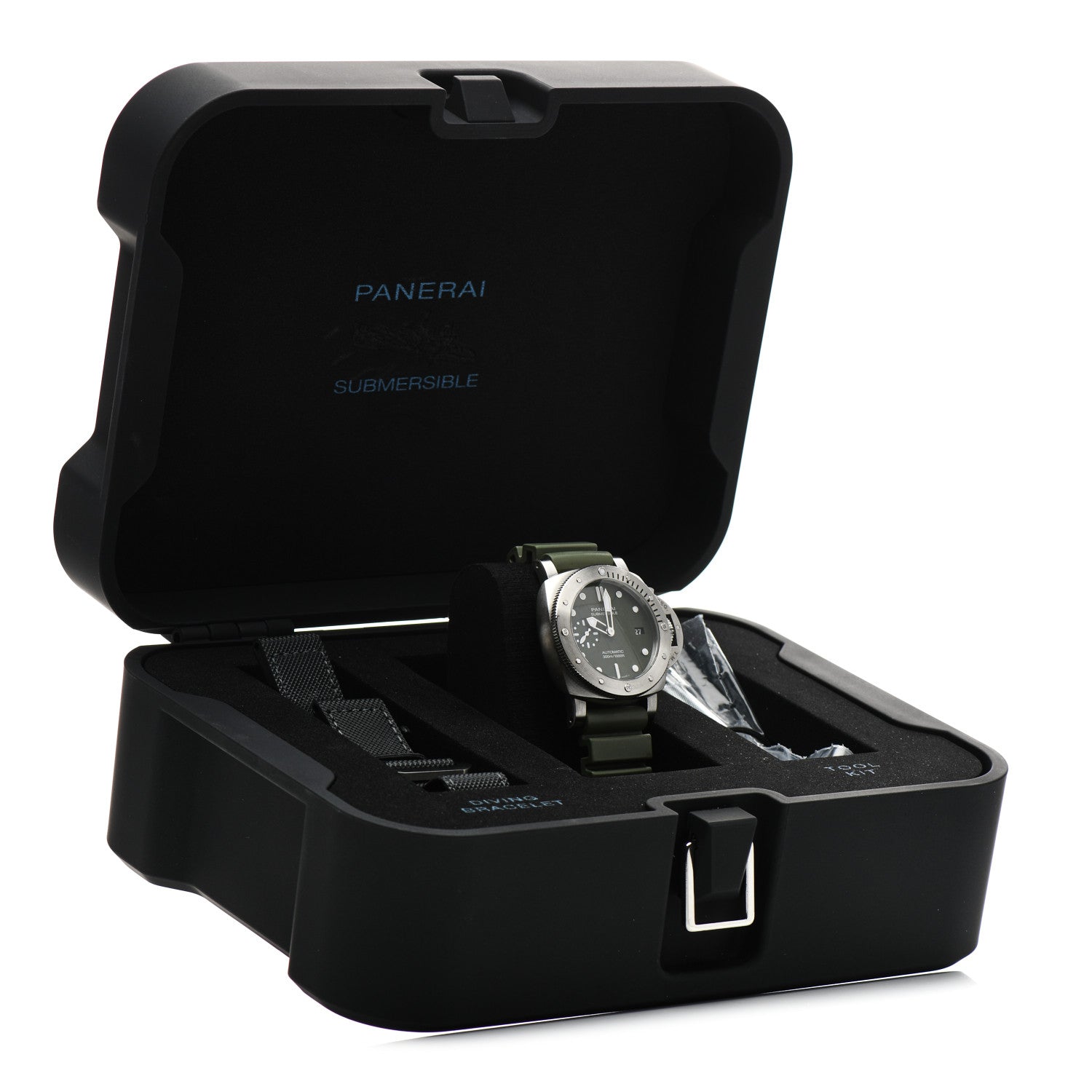 Panerai Stainless Steel Rubber 42mm Luminor Submersible Verde Militare Automatic Watch Green PAM01055 5 of 5