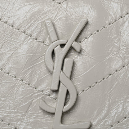 Saint Laurent Crinkled Calfskin Matelasse Monogram Baby Niki Chain Satchel Blanc Vintage 8 of 11