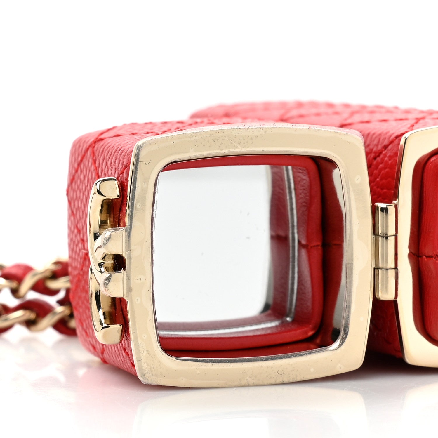 Chanel Caviar Stitched Lipstick Case On Chain Red 11 of 11