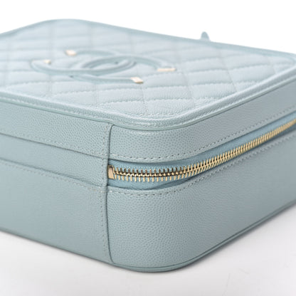Chanel Caviar Quilted Medium CC Filigree Vanity Case Light Blue 9 of 10