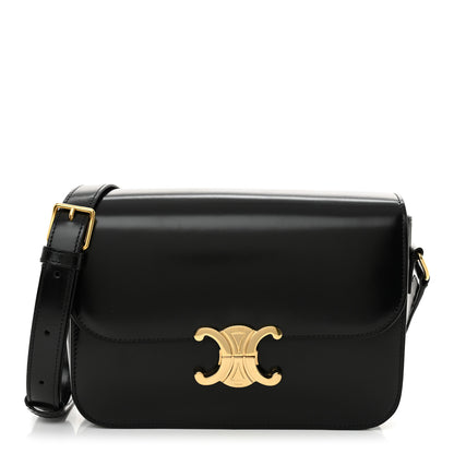 Celine Shiny Calfskin Medium Triomphe Black 1 of 11